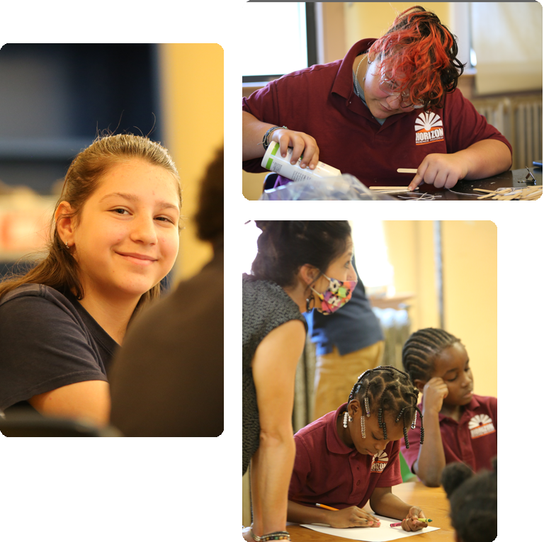 Students engaged in learning and interacting in a classroom collage